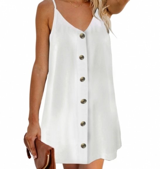 🍁White Buttoned Slip Dress - Picture 2 of 6